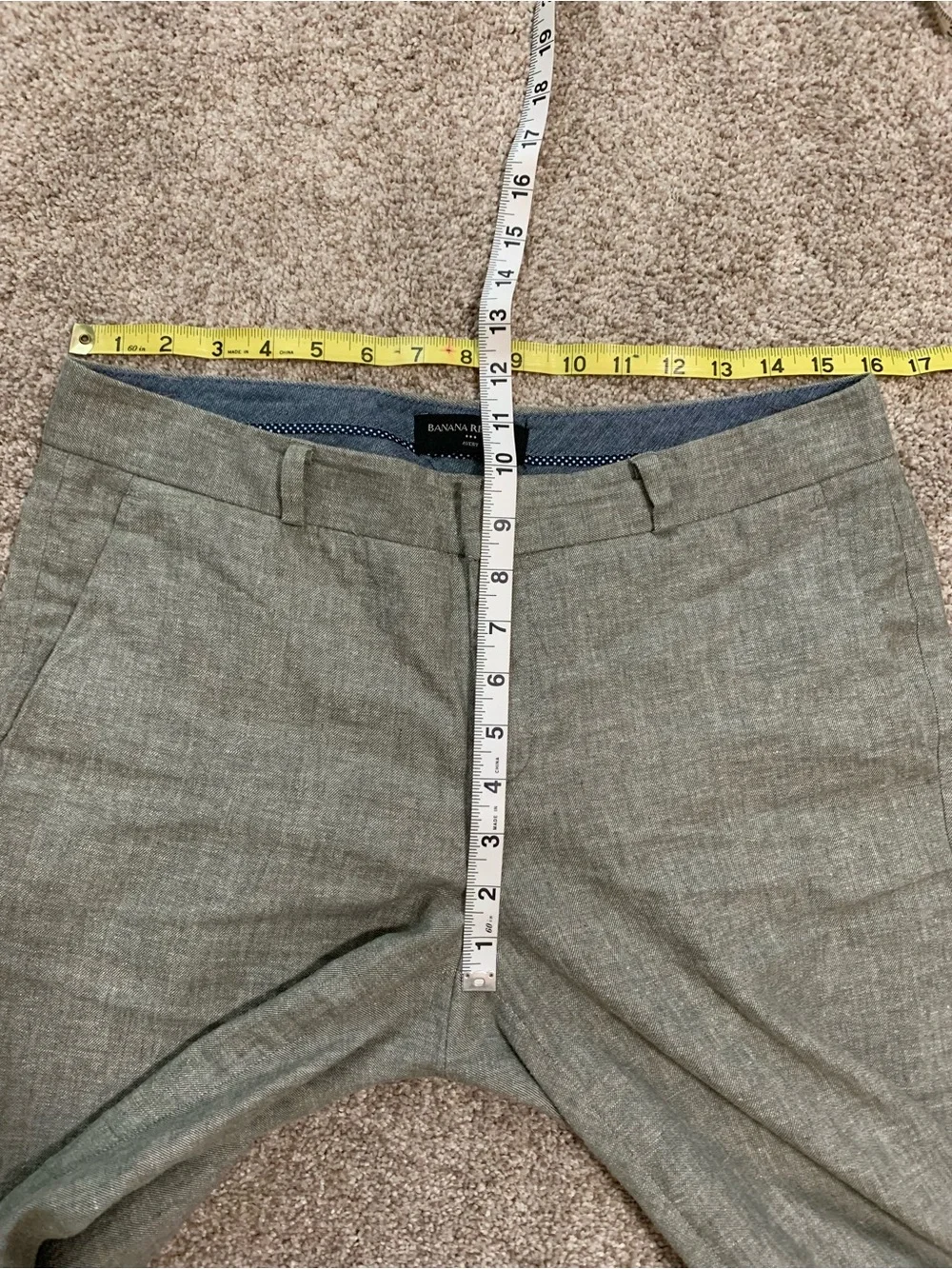 Banana Republic Womens Green-Gray Linen Cotton Stretch Ankle Dress Pants Size 6